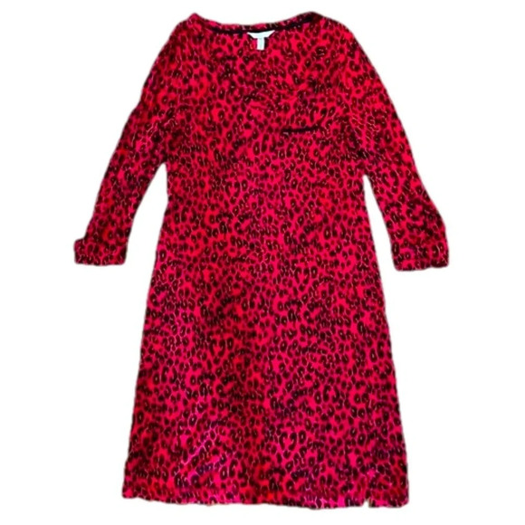 SOMA Embraceable Red & Black Leopard long sleeve night shirt gown sleep shirt - Picture 1 of 6